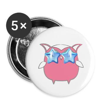 Eule, Comic, pinke eule,sonnenbrille,stern - Buttons klein 25 mm (5er Pack) - Weiß - Vorne