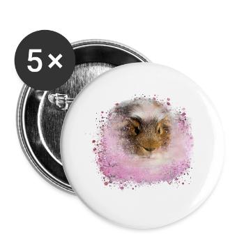 guinea pig, graffiti,painting,pink,pink - Buttons small 1''/25 mm (5-pack) - white - Front