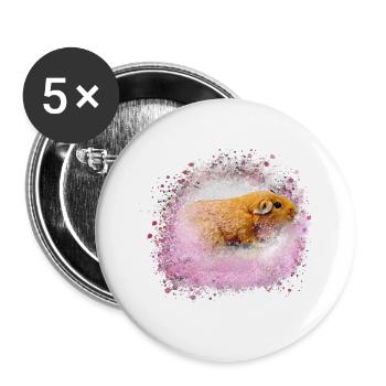 guinea pig, graffiti,painting,pink,pink - Buttons small 1''/25 mm (5-pack) - white - Front