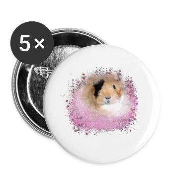 guinea pig, graffiti,painting,pink,pink - Buttons small 1''/25 mm (5-pack) - white - Front