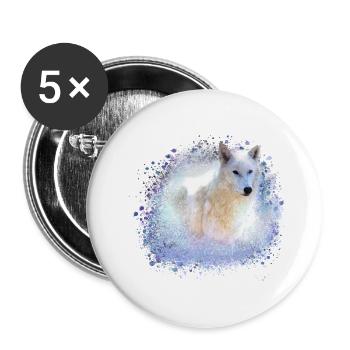 wolf,blau,hund, husky,Hund, malerei,graffiti - Buttons klein 25 mm (5er Pack) - Weiß - Vorne