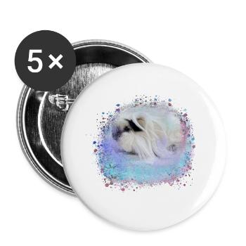 cochon d’Inde angora, graffiti, peinture, bleu - Lot de 5 petits badges (25 mm) - blanc - Devant