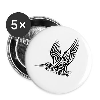 Pelikan Tribal Tattoo - Buttons klein 25 mm (5er Pack) - Weiß - Vorne