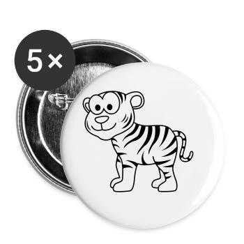 Tiger Comic Animal - Buttons small 1''/25 mm (5-pack) - white - Front