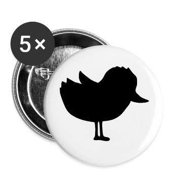Silhouette mignon poussin petit oiseau - Lot de 5 petits badges (25 mm) - blanc - Devant