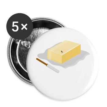 Drôle de papillon Pun Butter Fly - Lot de 5 petits badges (25 mm) - blanc - Devant