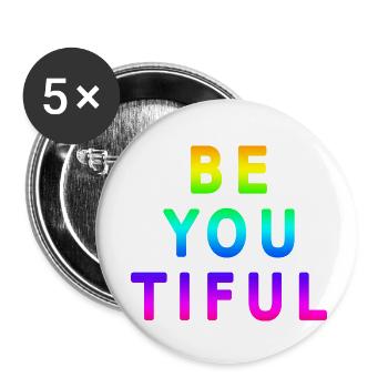 Schön Wort Schönheit cool lustig Wortspiel Motiv - Buttons klein 25 mm (5er Pack) - Weiß - Vorne