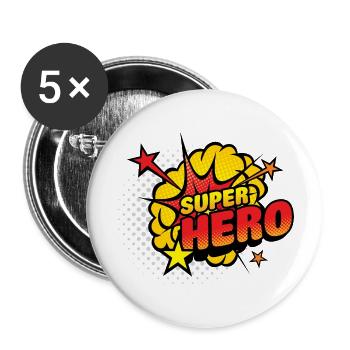 Superhelden Comic Explosion - Buttons klein 25 mm (5er Pack) - Weiß - Vorne