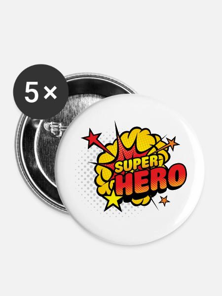 Superhelden Comic Explosion - Buttons klein 25 mm (5er Pack) - Weiß