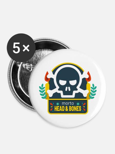 Head and bones candle - Buttons klein 25 mm (5er Pack) - Weiß