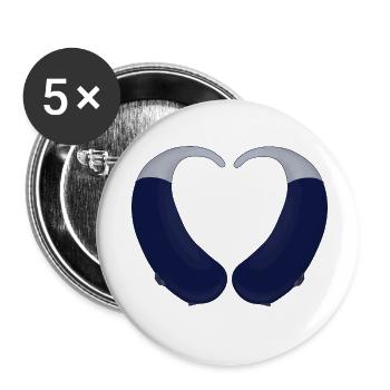 Heart and Hearing Aid - Buttons small 1''/25 mm (5-pack) - white - Front