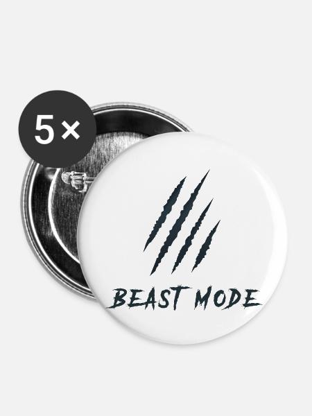 Beast Mode - Buttons klein 25 mm (5er Pack) - Weiß