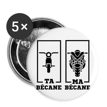 ta bécane ma bécane - Lot de 5 petits badges (25 mm) - blanc - Devant