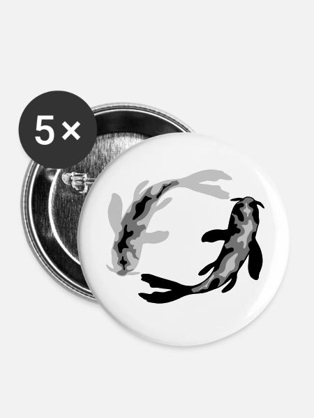 Kreis Design 2 Koi - Buttons klein 25 mm (5er Pack) - Weiß