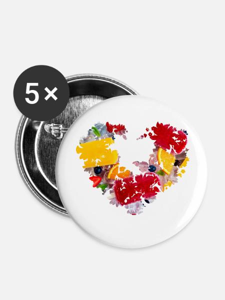 blumenherz,herz,blumen,foto,bunte blumen,eis - Buttons klein 25 mm (5er Pack) - Weiß