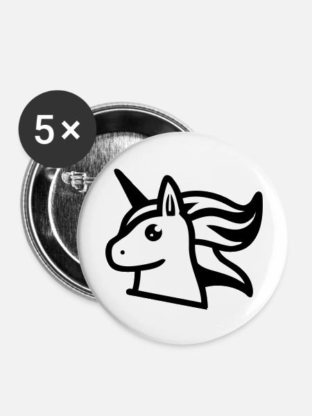 Süßes Einhorn im Comicstil - Buttons klein 25 mm (5er Pack) - Weiß