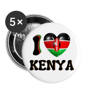 I Love Kenya - Lot de 5 petits badges (25 mm) - blanc - Devant