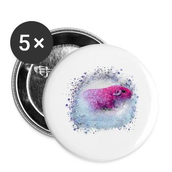 guinea pig, graffiti,painting,pink,pink - Buttons small 1''/25 mm (5-pack) - white - Front