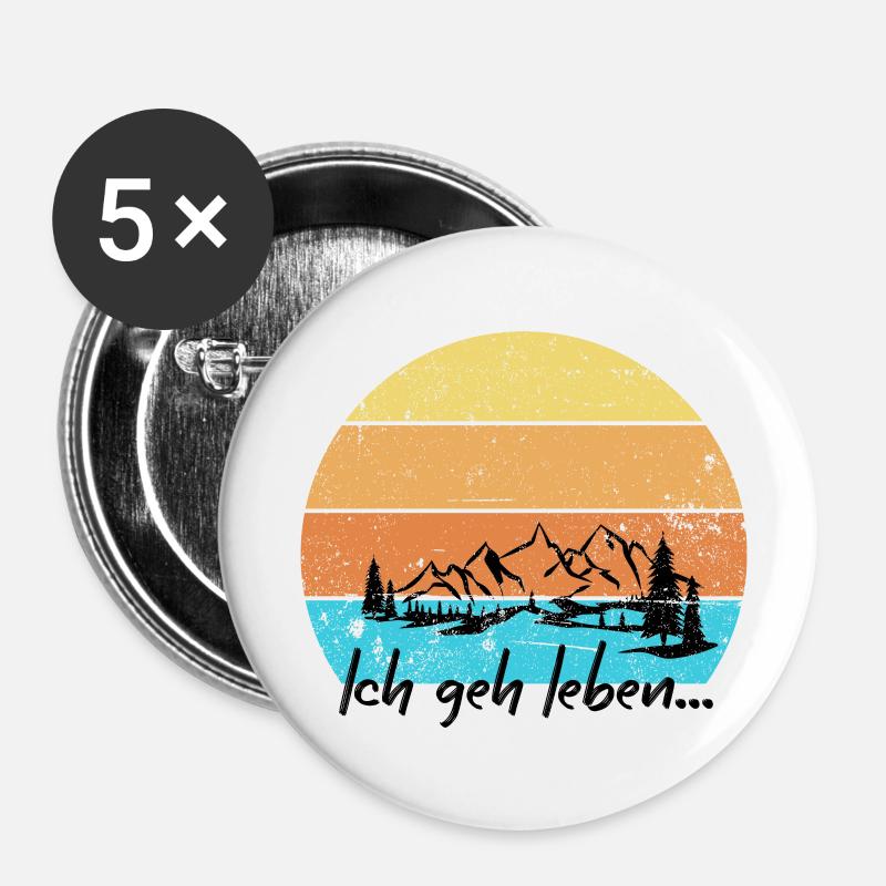 ich geh leben - Buttons klein 25 mm (5er Pack) - Weiß