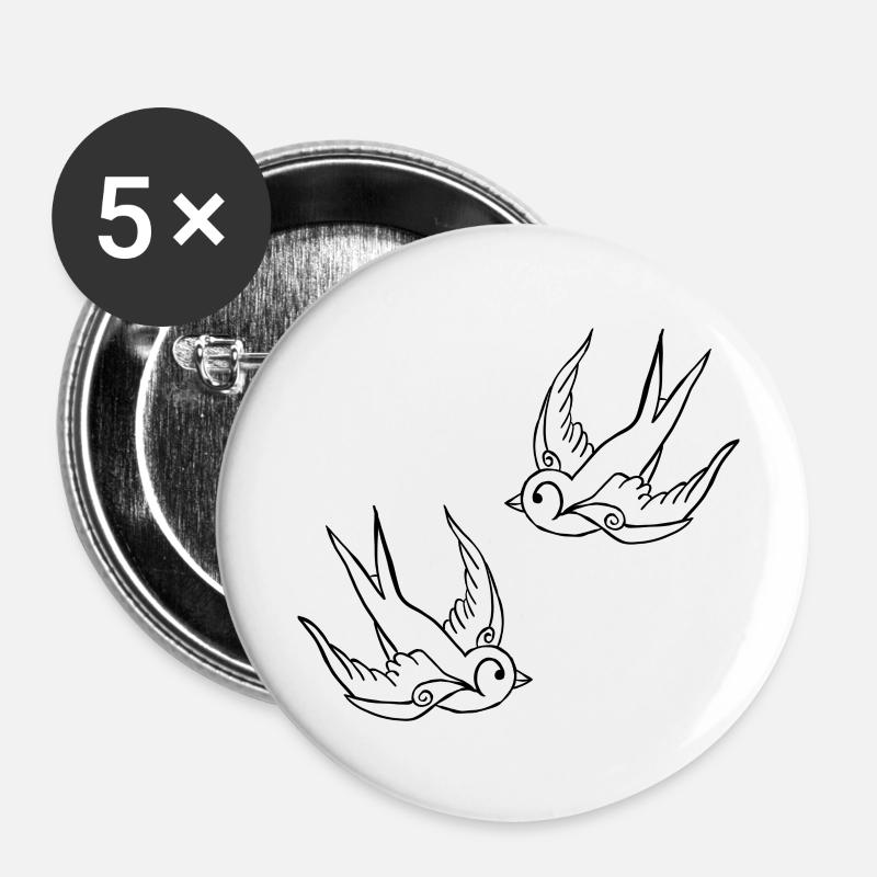 Birds - Buttons small 1''/25 mm (5-pack) - white