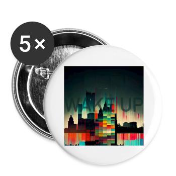Wake Up Wach Auf - Buttons klein 25 mm (5er Pack) - Weiß - Vorne