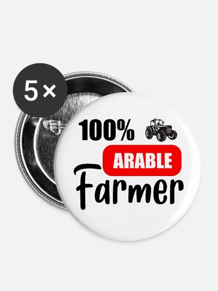 Ackerbau - Buttons klein 25 mm (5er Pack) - Weiß