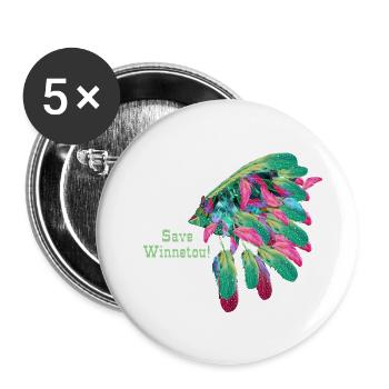 save winnetou,winnetou,Indian,Feathers,Chief - Buttons small 1''/25 mm (5-pack) - white - Front