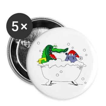 nilpferd badewanne schnee hippo baden kinder kids - Buttons klein 25 mm (5er Pack) - Weiß - Vorne