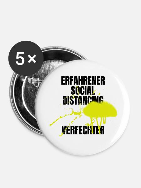 Social Distancing - Buttons klein 25 mm (5er Pack) - Weiß