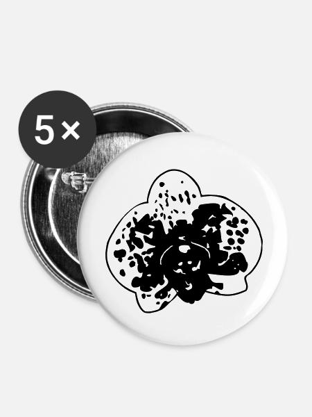 Orchideenblüte - Buttons klein 25 mm (5er Pack) - Weiß