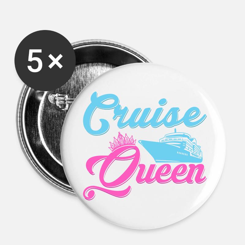 Krydstogt Queen Crusing Ferie Cruiser - Buttons/Badges lille, 25 mm (5-pack) - hvid