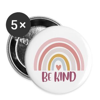 'Be Kind' Geschenk für Weltverbesserinnen - Buttons klein 25 mm (5er Pack) - Weiß - Vorne