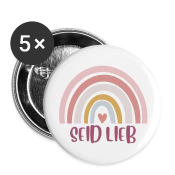 'Seid Lieb' Geschenk für Weltverbesserer* innen - Buttons klein 25 mm (5er Pack) - Weiß - Vorne