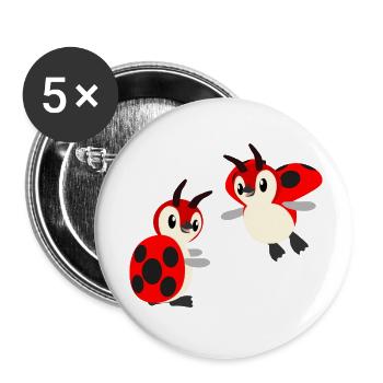 Marienkäferpinguine - Buttons klein 25 mm (5er Pack) - Weiß - Vorne