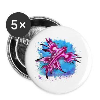 blue draggon,blue glaucus,blue ocean snail - Buttons small 1''/25 mm (5-pack) - white - Front