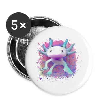Axolotl, tier, fisch,wasser,bunt, graffiti - Buttons klein 25 mm (5er Pack) - Weiß - Vorne
