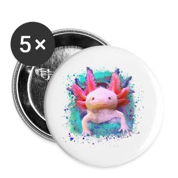 Axolotl, tier, fisch,wasser,bunt, graffiti - Buttons klein 25 mm (5er Pack) - Weiß - Vorne