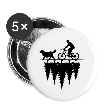 bikejöring zughundesport vélo et chien - Lot de 5 petits badges (25 mm) - blanc - Devant