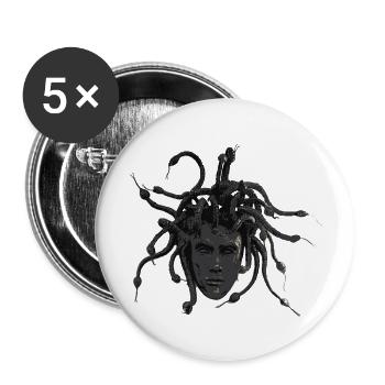 dark medusahead - Buttons small 1''/25 mm (5-pack) - white - Front
