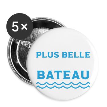 La vie est plus belle sur un bateau cadeau marin - Lot de 5 petits badges (25 mm) - blanc - Devant