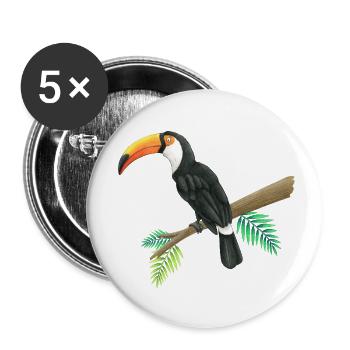 Toucan - Buttons small 1''/25 mm (5-pack) - white - Front
