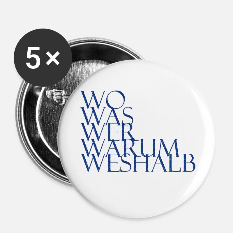 Fragen über Fragen - Buttons klein 25 mm (5er Pack) - Weiß