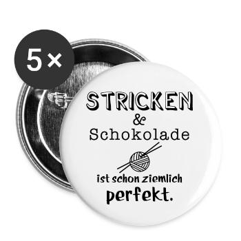 stricken und schokolade - Buttons klein 25 mm (5er Pack) - Weiß - Vorne