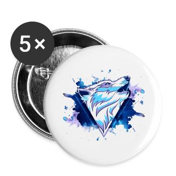Wolf Wolfhead Predator Splash Grunge Art - Lot de 5 petits badges (25 mm) - blanc - Devant