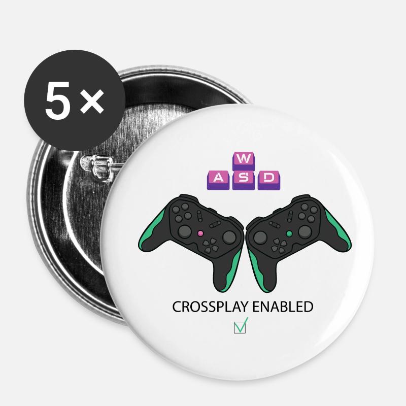 Crossplay aktiviert - Buttons klein 25 mm (5er Pack) - Weiß