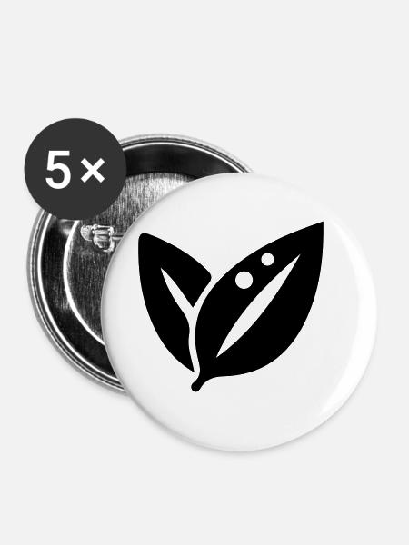 Blatt Ökologie - Buttons klein 25 mm (5er Pack) - Weiß