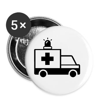 Krankenwagen Ambulance - Buttons klein 25 mm (5er Pack) - Weiß - Vorne