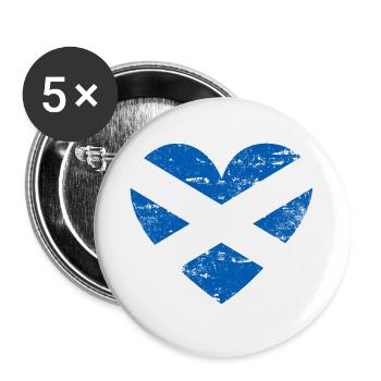 Schottland Flaggenherz - Buttons klein 25 mm (5er Pack) - Weiß - Vorne