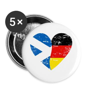 Schottland Deutschland Flaggenherz - Buttons klein 25 mm (5er Pack) - Weiß - Vorne