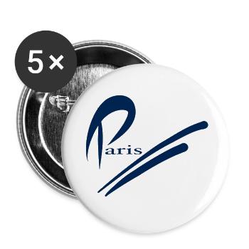Paris Design - Blau - Buttons klein 25 mm (5er Pack) - Weiß - Vorne